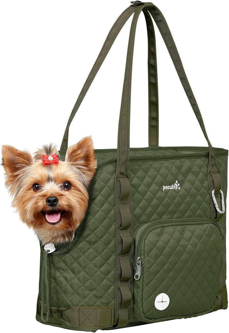 Pecute Dog Purse Carrier, Dog Carrier with Pockets for Small Dogs, Fits Dogs 5 lbs to 9 lbs, Cat and Puppies Tote Bag, O