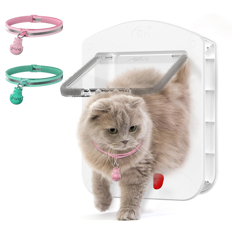 HIDROSIL Cat Door with Collar Sensor, Cat Door with Magnetic Keys and 2 Sensor Keys, White Frame 11.5 x 9 x 1.5 inches