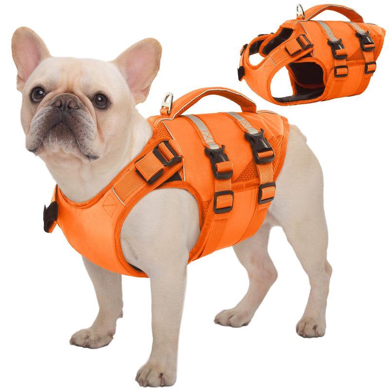 Kuoser Dog Life Jacket, High Flotation Dog Life Vest for Swimming Boating, Adjustable Ripstop Pet Lifesaver for Small Medium and Large Dogs, Reflective Safety Puppy Swimming Vest with Rescue Handle