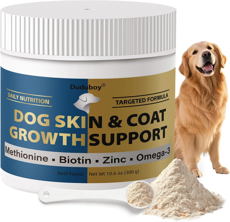2-in-1 Fur Growth & Shiny Coat Support for Thinning or Patchy Fur – Skin & Coat Supplement for Dogs, Itch Relief with Pl