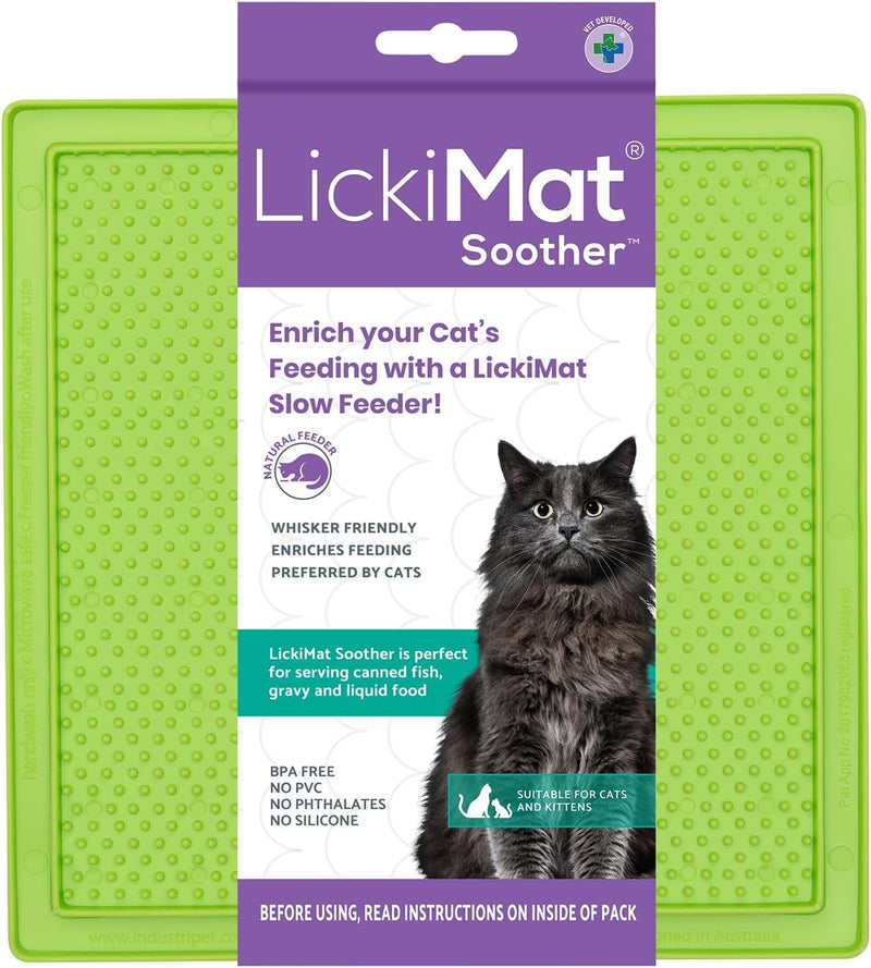 LickiMat Classic Soother, Cat Slow Feeder Lick Mat, Boredom Anxiety Reducer; Perfect for Food, Treats, Yogurt, or Peanut