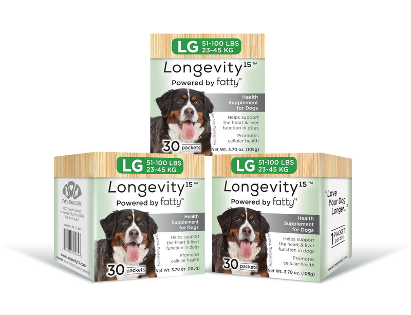 Yummy Combs Longevity15 – C15:0 – Fatty Acid Health Supplement for Dogs – Healthy Pet Supplies – for Large Dogs, 3 Pack