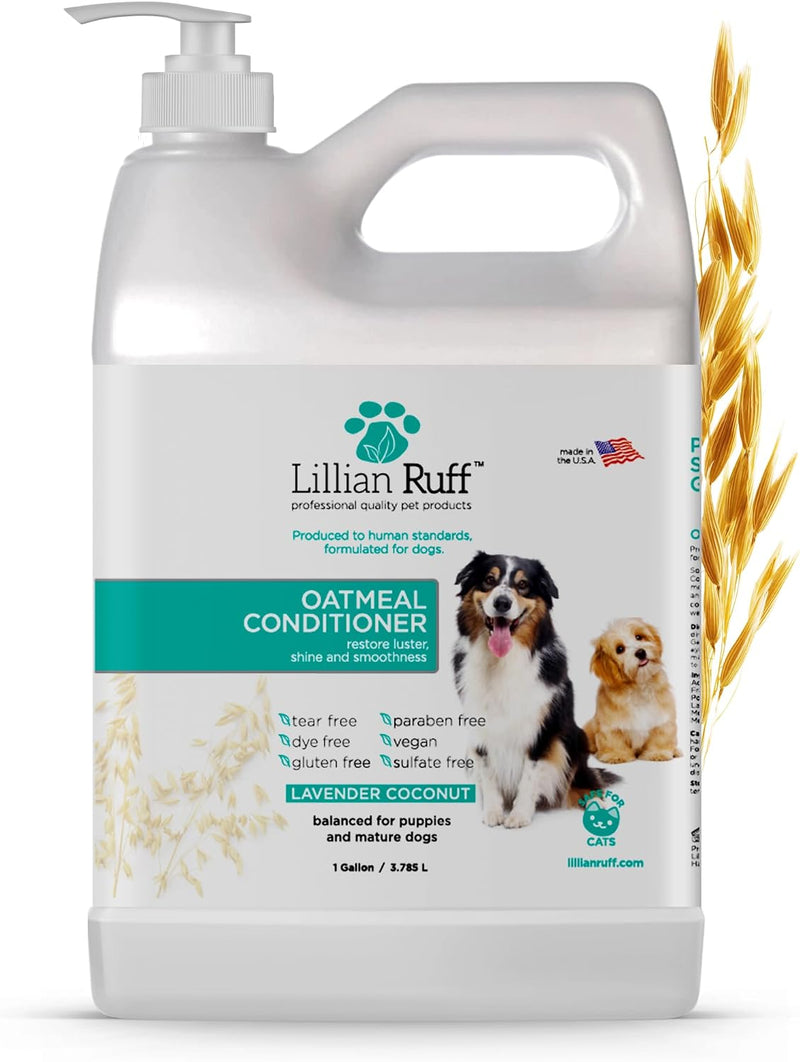 Lillian Ruff PRO Formula Oatmeal Dog Conditioner - Nourishing & Calming Relief for Allergies & Sensitive Skin - Detangle