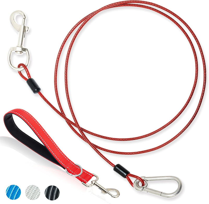 PAWNISAW Chew Proof Dog Leash, 5 FT Dog Tie Out Cable Lead with Handle