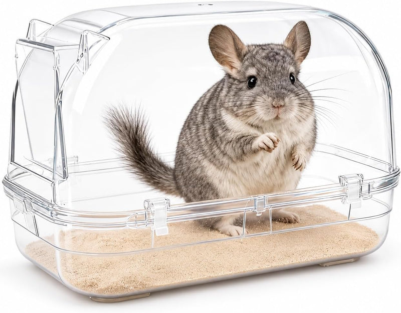 Large Chinchilla Dust Bath House, 11 in Clear Enclosed Hideout