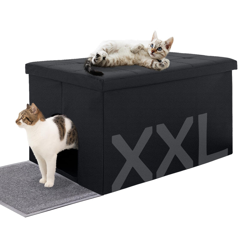 MEEXPAWS Cat Litter Box Enclosure Furniture Hidden, Cat Washroom Bench Storage Cabinet | Extra Large 35.4'' x 19.7'' x 19.7''| Dog Proof | Waterproof Inside/Easy Clean | Easy Assembly | Odor Control