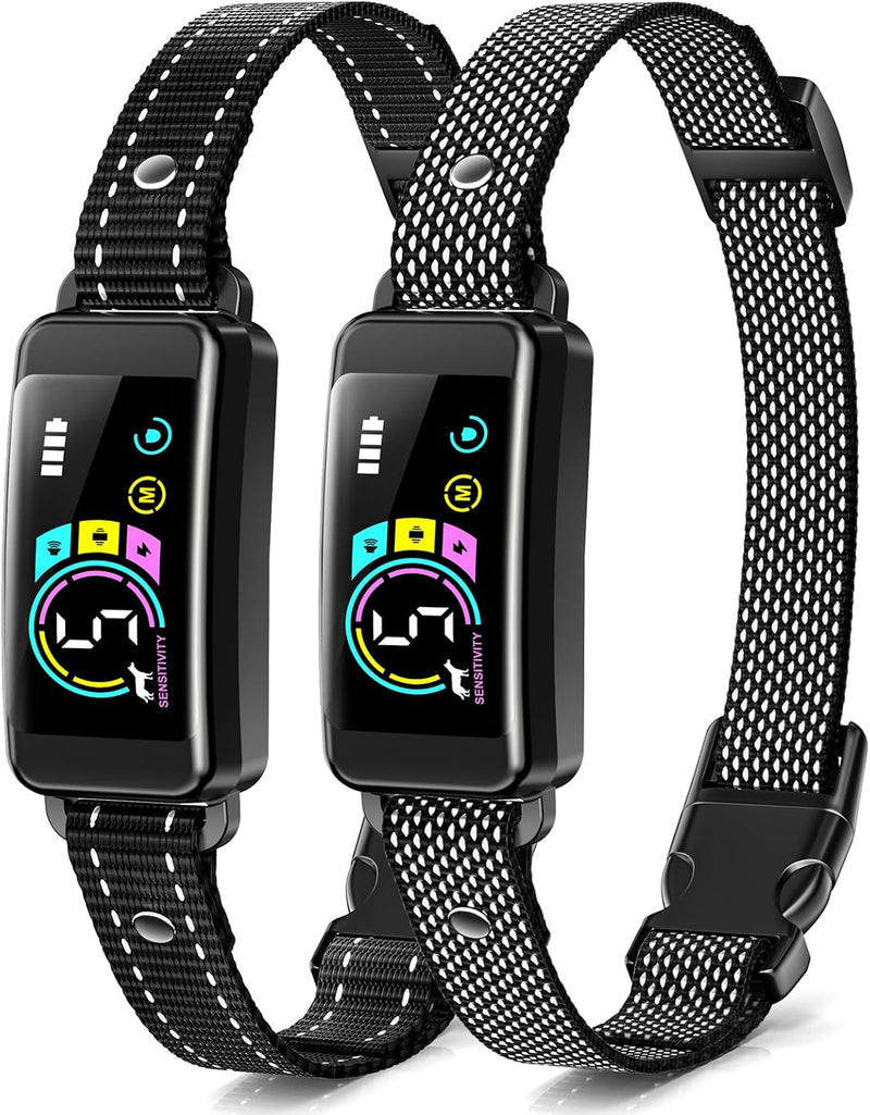 Bark Collar, 2 Pack Smart Dog Bark Collar for Large Medium Small Dogs, Anti Barking Device for Dogs Training Collar with
