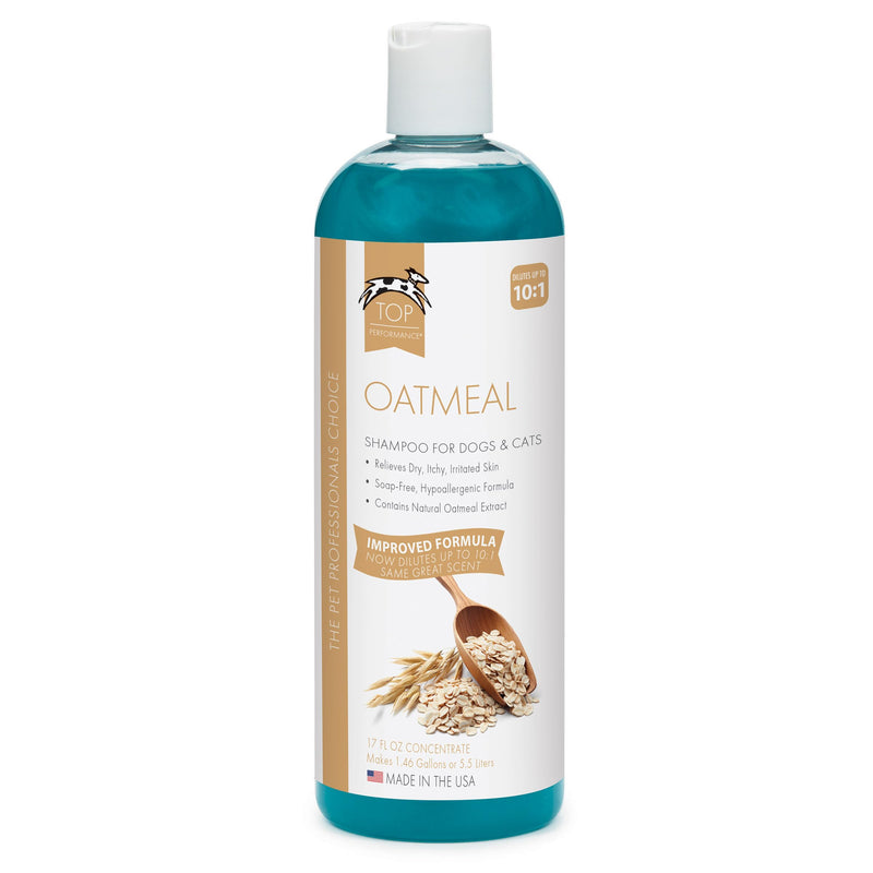 Top Performance Oatmeal Dog Shampoo and Cat Shampoo, 17 Oz. – Provides Remedy for Dry, Irritated and Itchy Skin on Pets