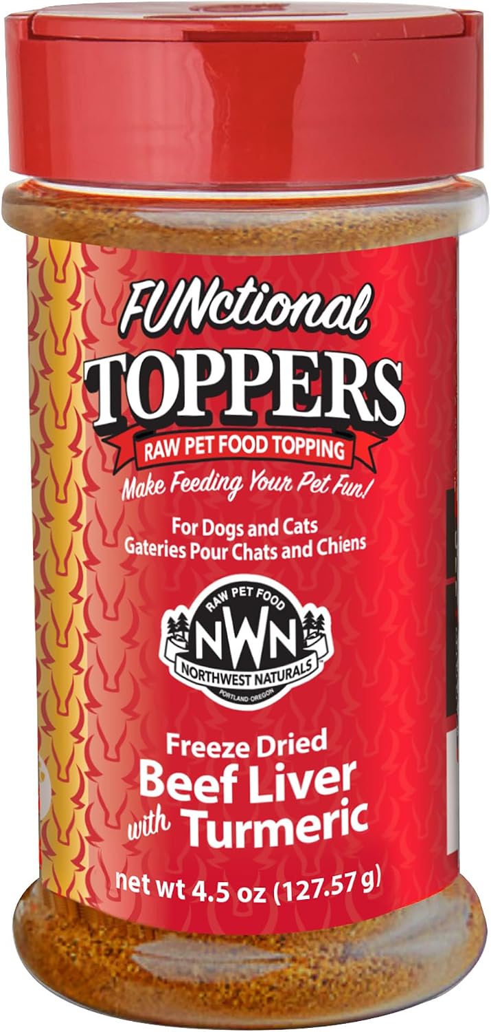Northwest Naturals Freeze-Dried Beef Liver with Turmeric - Functional Topper for Dogs and Cats - Healthy, Limited Ingred