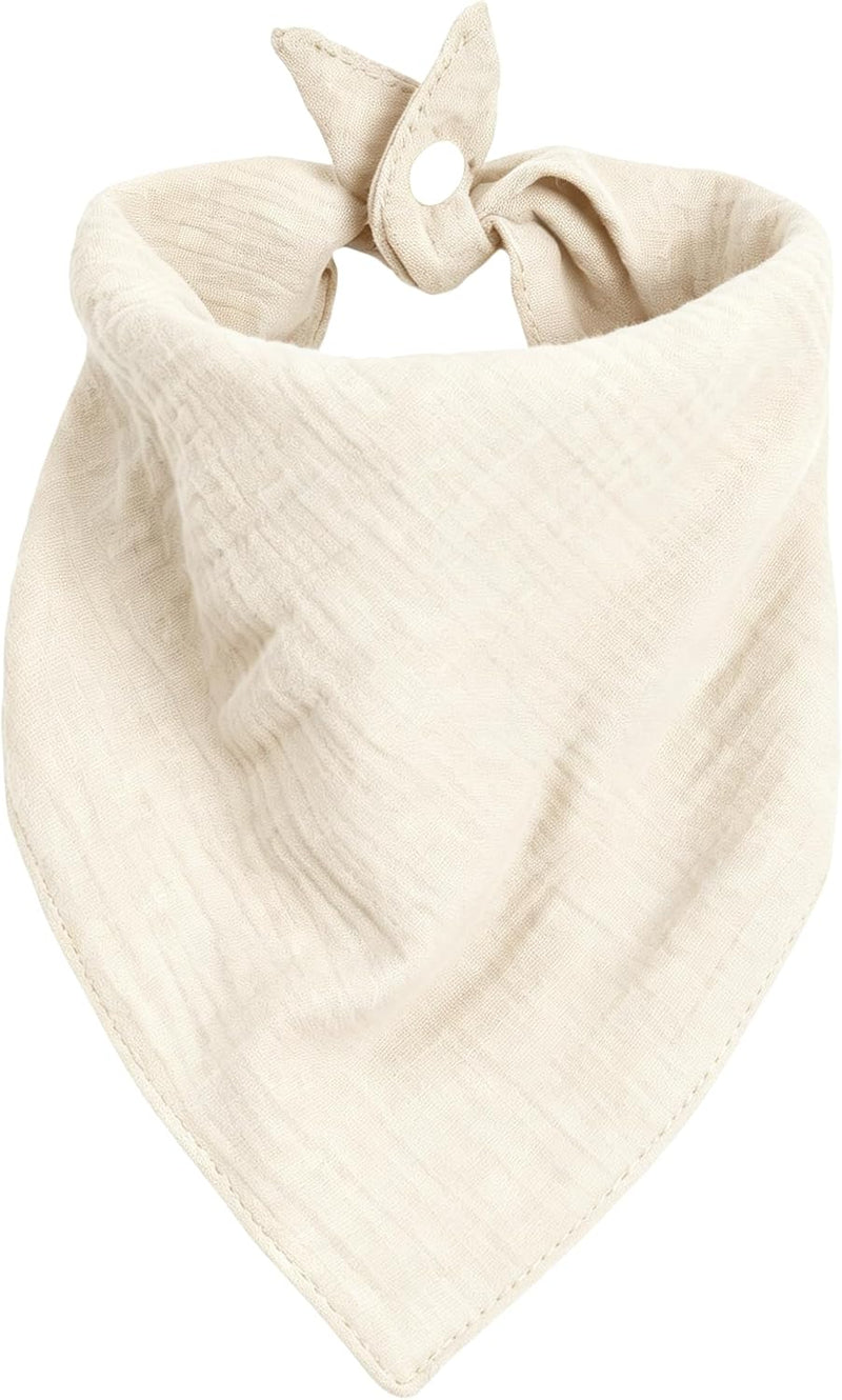 Dimidium Beige Dog Bandanas Plain Color with Adjustable Snap Button 100% Cotton Pet Solid Wedding Engagement Scarf for S