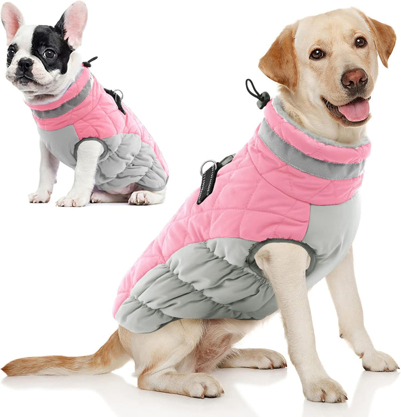 AOFITEE Dog Winter Coat Warm Dog Coat with Harness Waterproof Dogs Jacket