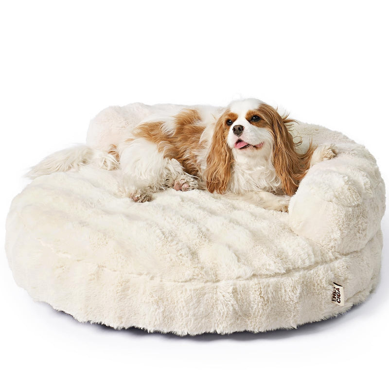 EHEYCIGA Dog Bed Medium Size Dog, Fluffy Small Dog Couch with Removable Washable Cover, Bolster Pet Sofa, Waterproof and Non-Slip, 30