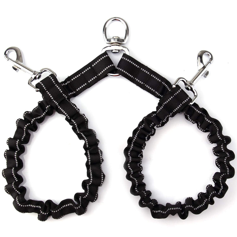 Double Dog Leash for Two Dogs - No Tangle, Comfortable Shock Absorbing Reflective Bungee Leash