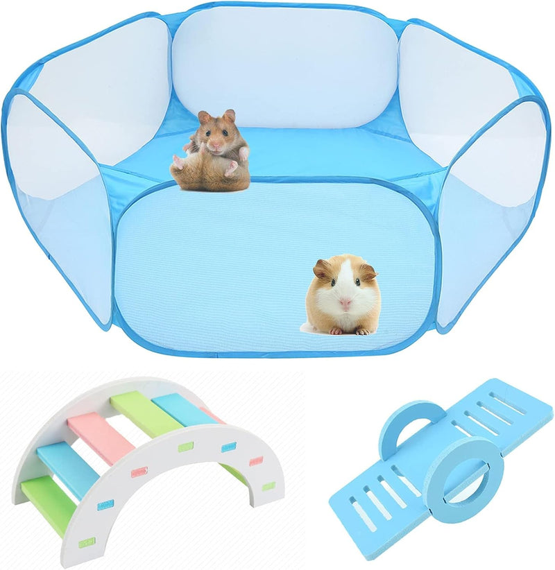 Hamster Foldable Exercise Playpen, Breathable and Transparent Pet Playpen, Indoor/Outdoor Cage Small Animal Fence for Sy