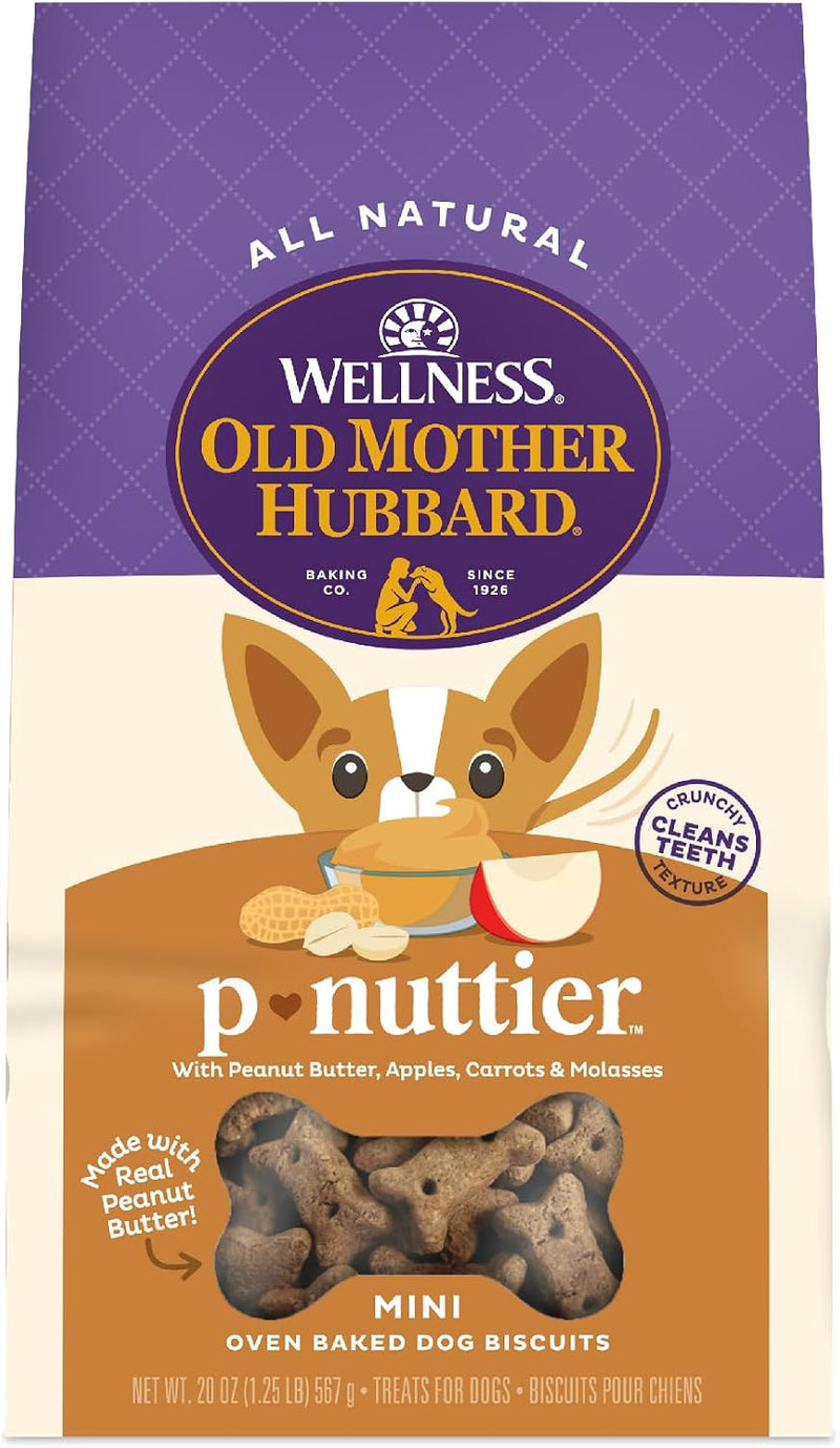 Old Mother Hubbard Wellness P-Nuttier Dog Biscuits, Natural, Training Treats, Peanut Butter Flavor, Mini Size, (20 Ounce