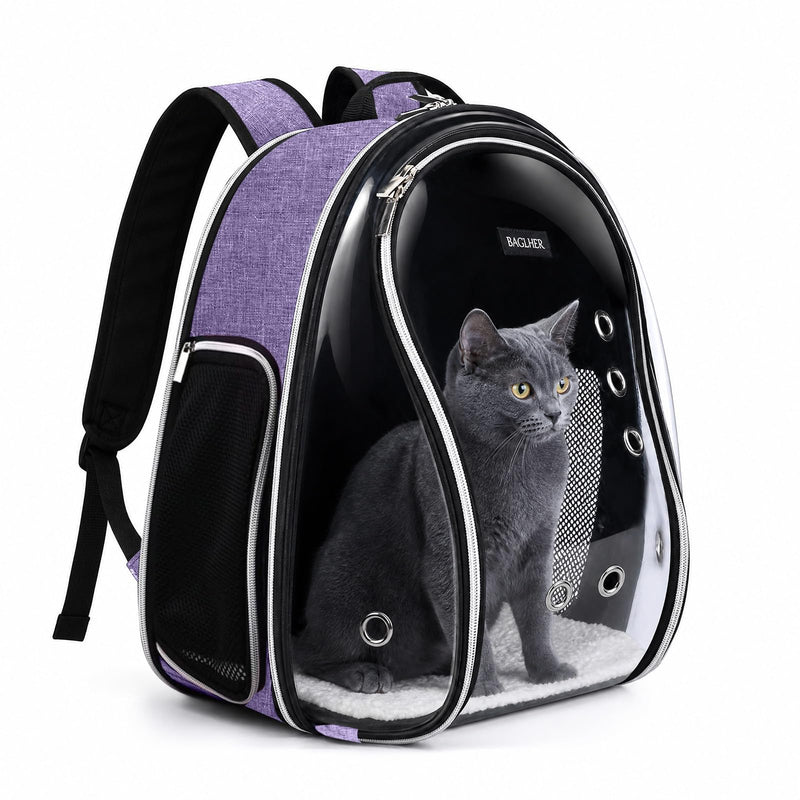 BAGLHER Cat Carrier Backpack Bubble - Fit Up to 18 Lbs - Airline-Approved Dog Backpack Carrier for Small Pets Puppies Dogs Bunny, Space Capsule Dog Carrier Backpack for Travel Outdoor Hiking, Purple