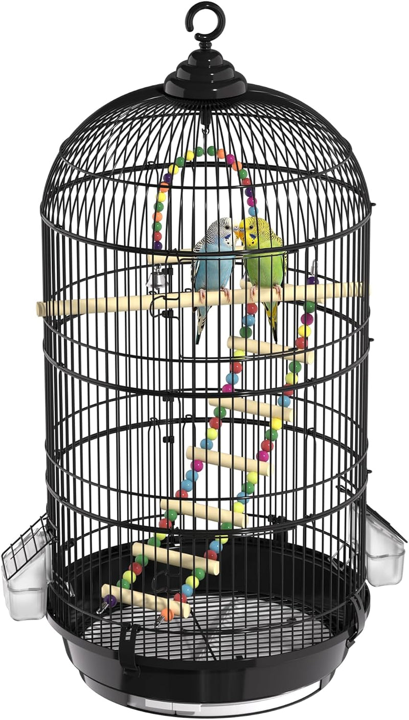 28-inch Round Hanging Indoor or Garden Bird Cage with Ladder,Swing,Feeder