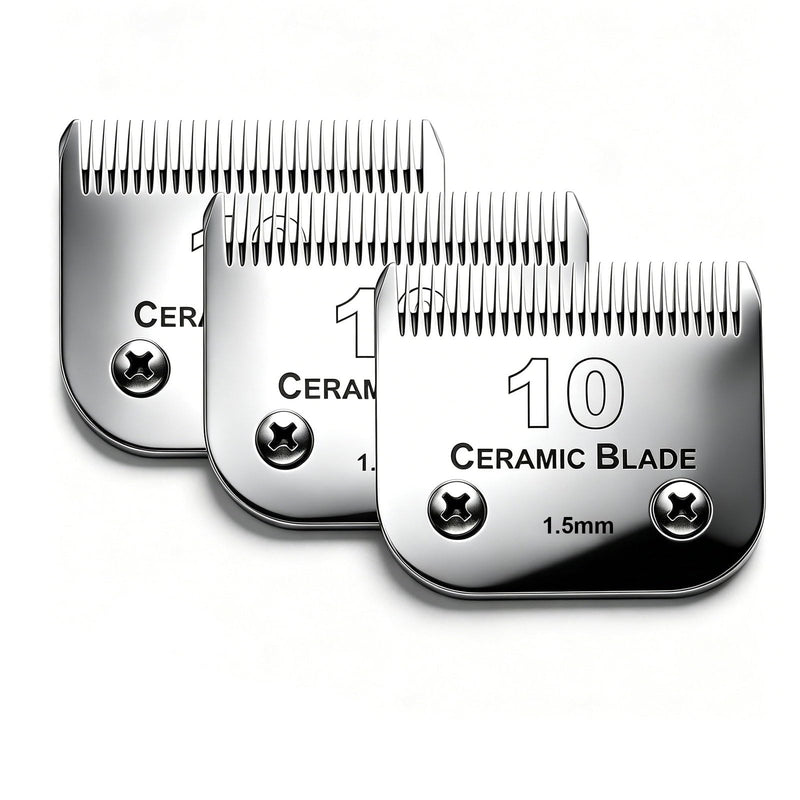 3 Pack 10 Blade Dog Grooming Blades Compatible with Andis Clippers/Oster A5/Wahl KM,Detachable Stainless Steel Blade,Size-10, 1/16-Inch Cut Length