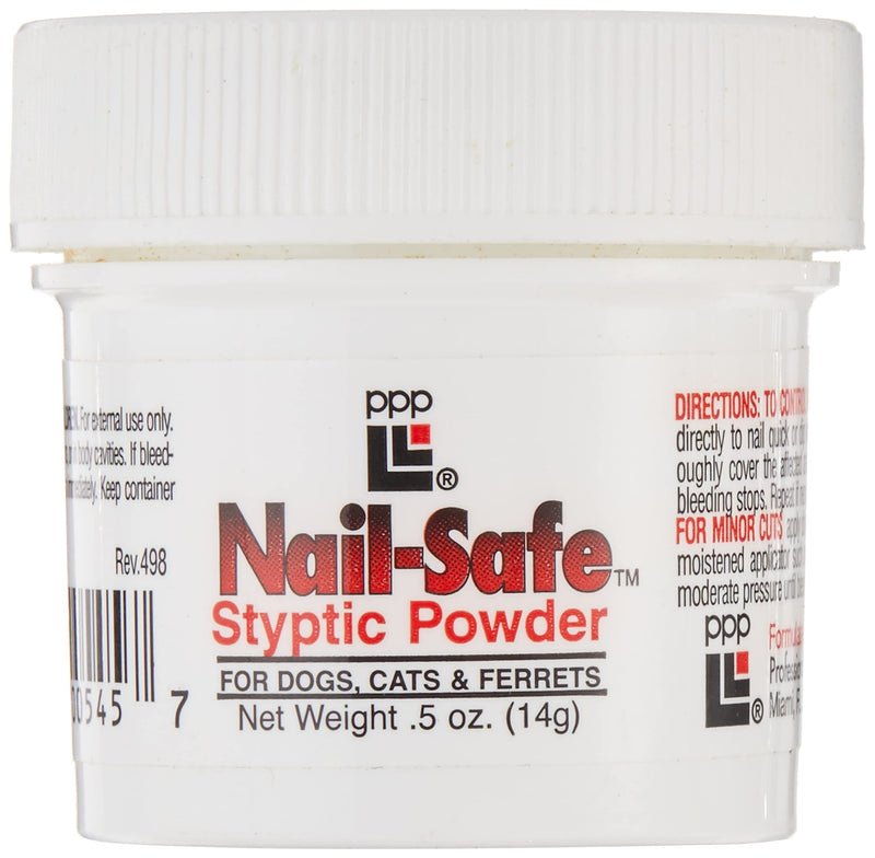 PPP Nail-Safe Styptic Powder for Dogs & Cats - Quickly Stops Bleeding from Nail Clipping - for Groomers and Veterinarians - 0.5 oz