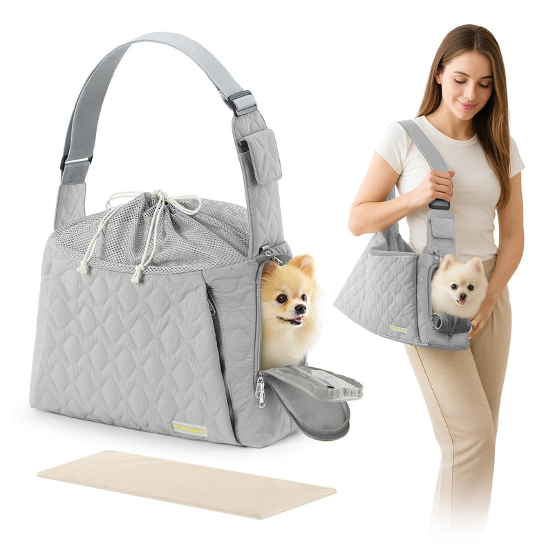 JourCraf Dog Carrier Sling for Small Dogs, Front Cat Sling & Cats Up to 15 lbs, Dog Purse with Adjustable Strap Front Zipper Pocket, Double Safety Feature, Hands Free for Travel