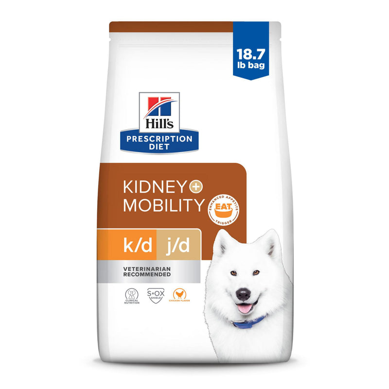HILL'S PRESCRIPTION DIET Hill's Prescription Diet k/d Kidney Care + j/d Joint Care Chicken Flavor Dry Dog Food, Veterinary Diet, 18.7 lb. Bag