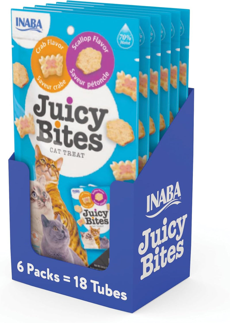 INABA Juicy Bites Chewy Cat Treats, Scallop Crab Flavor, 18ct