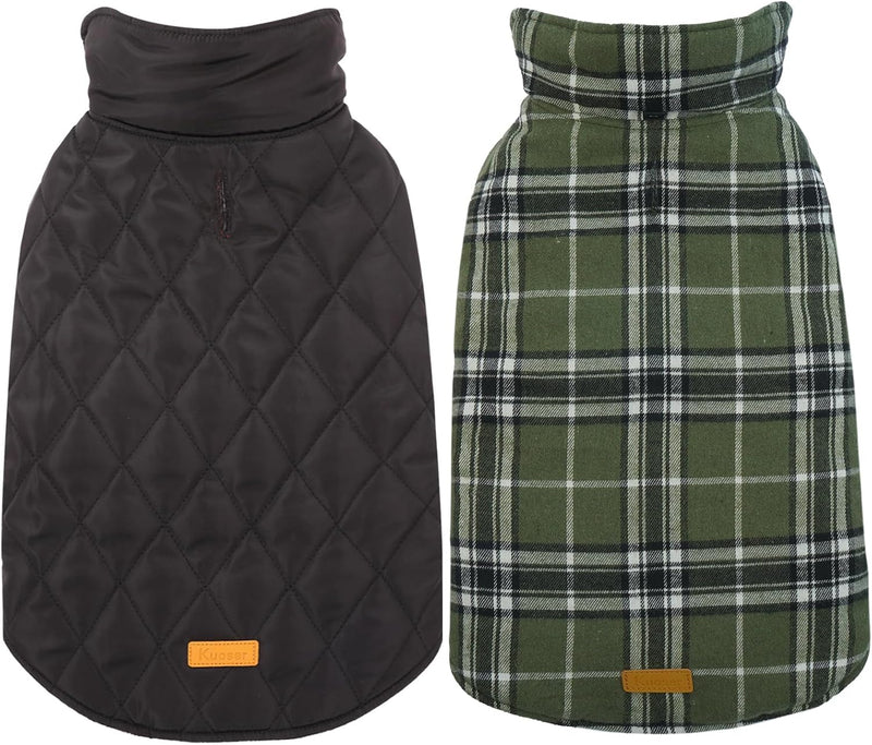 Kuoser Waterproof Dog Coat, Warm Reversible Dog Jacket with Leash Hole