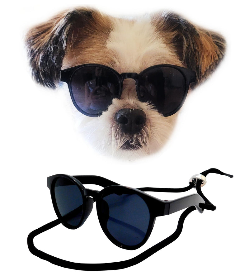 G014 Small Breed up to 15lbs Dog Cat Pet Puppy Panto Round Sunglasses (Panto Black, Small Dog up to 15 lbs)