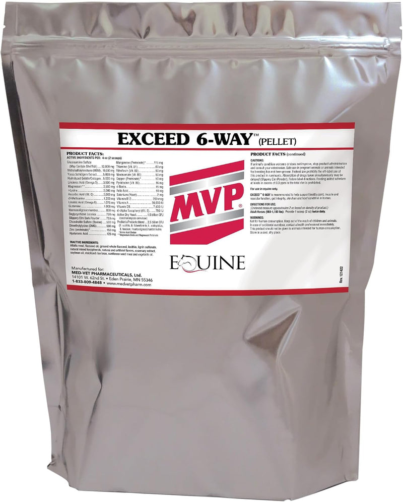 MVP Exceed 6-Way (16lb) High Level Performance Horse Support Pellets for Horses, Joint, Hoof, Hair, Gastric, Digestion a