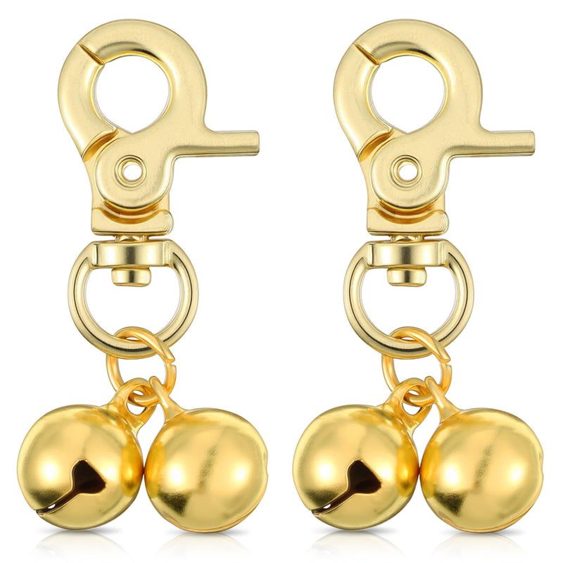 Psiriol 2Pcs Gold Bells for Dog Collars, Extra Loud Collar Bell, Cat Bell for Pet Collar, Training Collar Charm with Heavy Duty Snap Clips, Pet Pendant Accessories for Pet Tracking Anti Lost Training