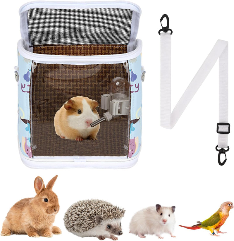 Guinea Pig Carrier Bag with Water Bottle,Travel Portable Small Animal Carrier Sling Pouch, Clear Window Carrier Backpack