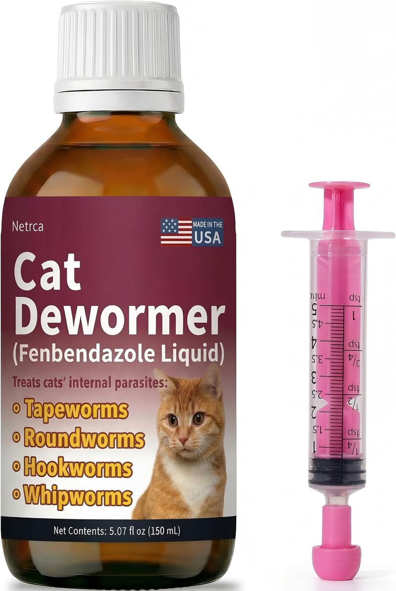 Fenbendazole for Wormers, Dewormer for Cats & Kitten, Tapeworms Roundworms & Hookworms, 150 mL