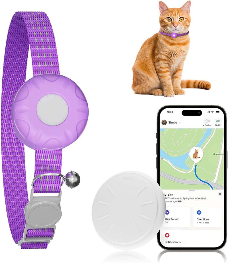 ZFSJTAG Cat Tracker, MINI Pet Tracker for Cats, No Monthly Fee, Waterproof Cat GPS Tracker, Compatible with Apple Find My App(Only iOS), Real-Time Tracking, Precise Positioning, Smart Alerts