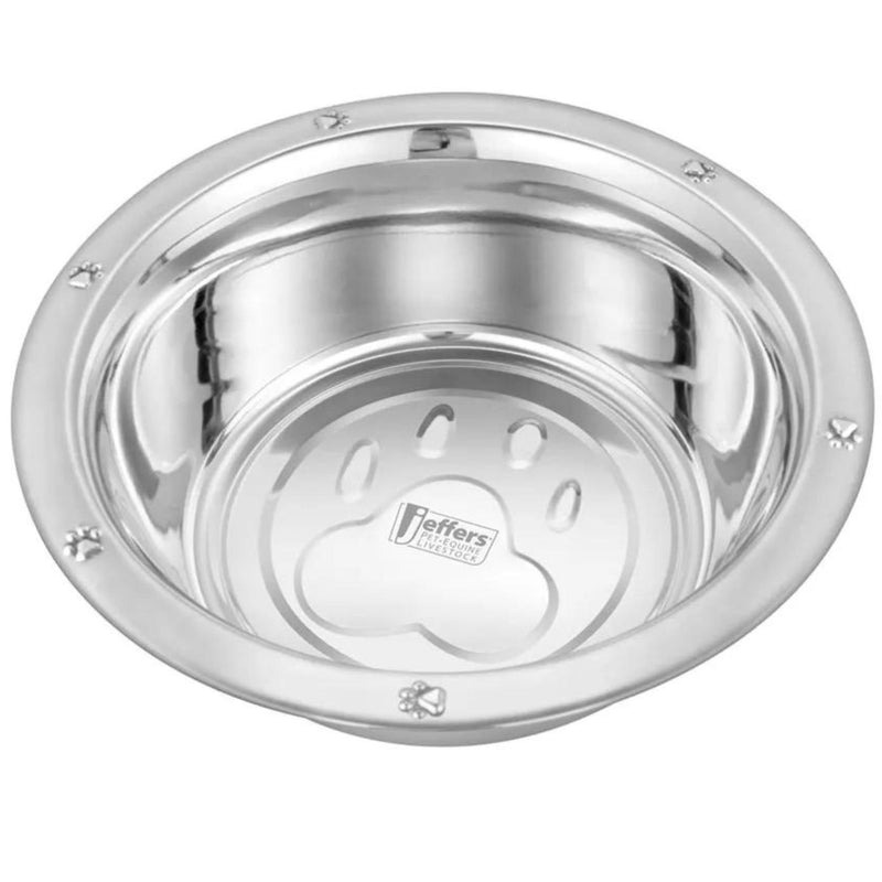 Jeffers Pet Stainless Steel Embossed Wide Lip Pet Bowls for Dog & Cat – Rust Resistant, Non Tip Rubber Base, Durable Food & Water Bowls, Dishwasher Safe, Odor Free, Home Travel Camping - 5 Quart