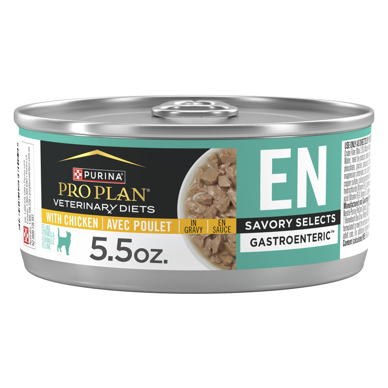 Pro Plan Veterinary Diets Purina EN Gastroenteric Feline Formula Savory Selects in Sauce with Chicken Wet Cat Food - (Pack of 24) 5.5 oz. Cans
