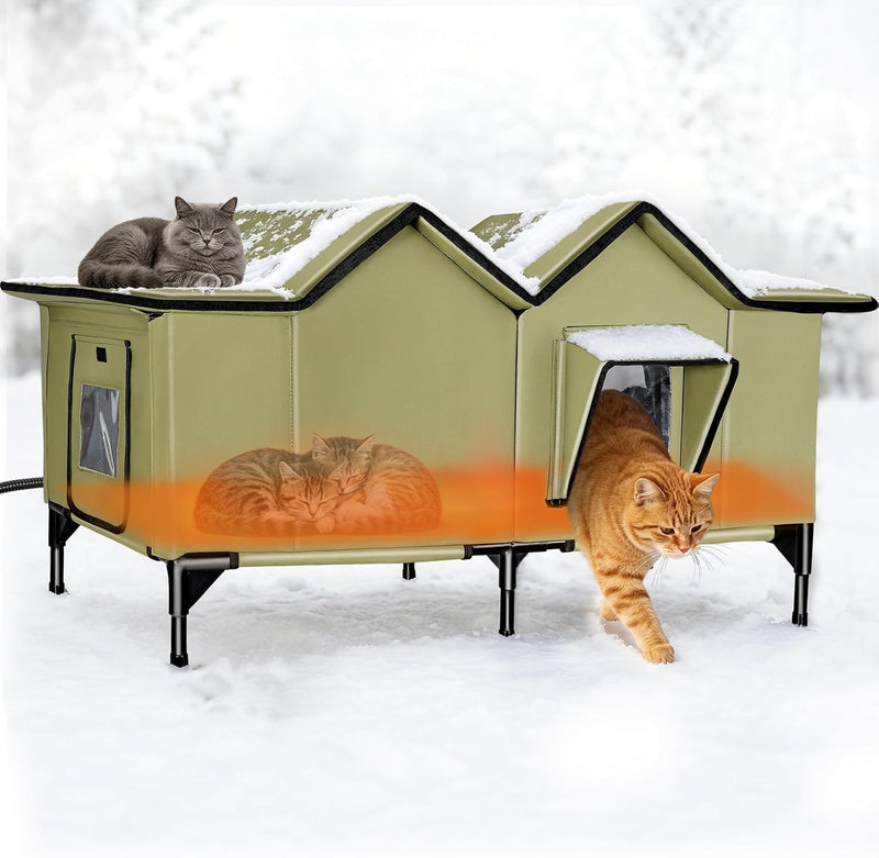 Heated Outdoor Cat House for Outside Weatherproof Cat Shelter