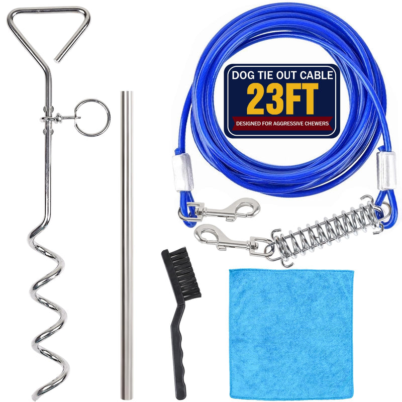 6 PCS Dog Tie Out Cable and Stake, 23FT Dog Leads for Yard Heavy Duty, 16