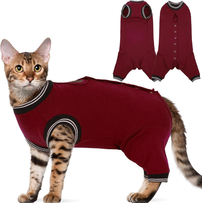 Stress-Free Cat Recovery Suit with Sleeves,Kitten Surgical Onesie