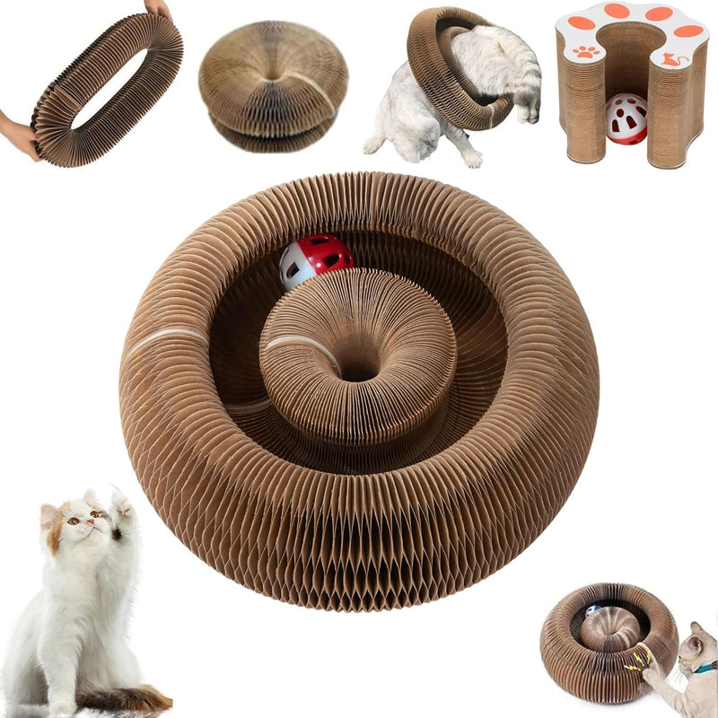 Kitty Curls Cat Toy,Magic Organ Cat Toy,Cat Scratcher for Grinding Claw Cardboard Cat Toys,Interactive Scratch Pad with Toy Ball