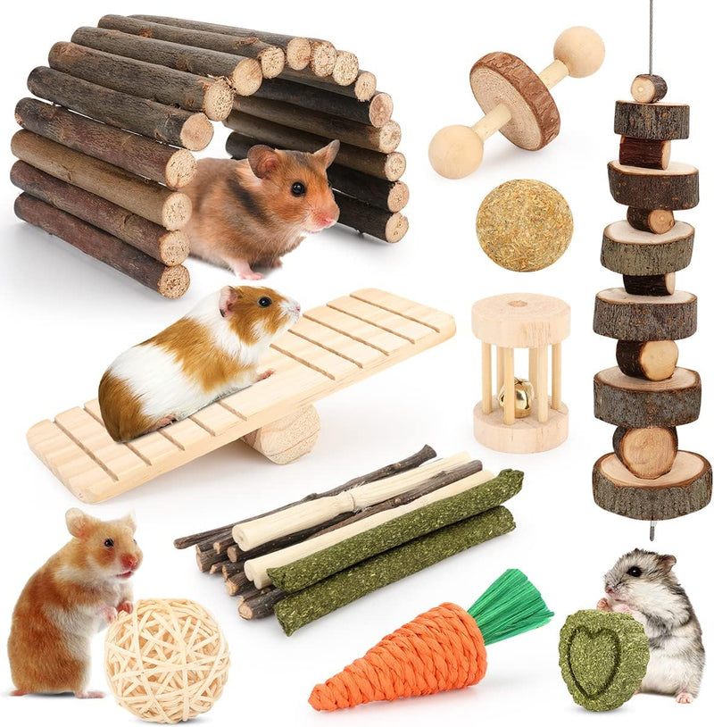 Hamster Toys Guinea Pig Toys Hamster Wheel Hamster Cage Accessories Small Animal Molar Chew Toys for Chinchillas,Gerbils