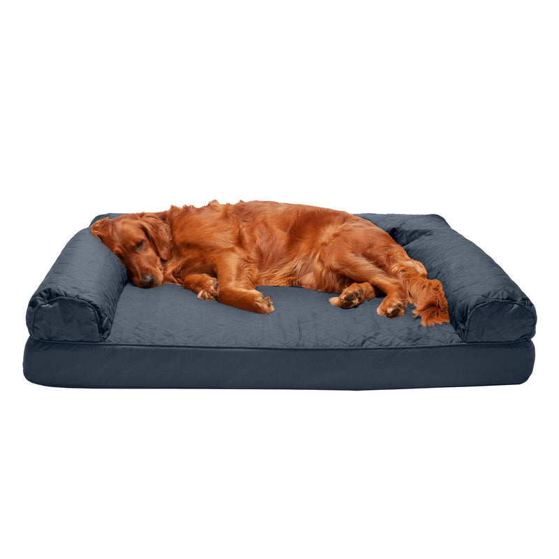 FurHaven Dreamer Sofa Orthopedic Dog Bed for Large Dogs with Orthopedic Egg Crate & Solid Orthopedic Foam Base for Joint Support, Removable Washable Cover, Jumbo XL, Quilted Sofa, Iron Gray