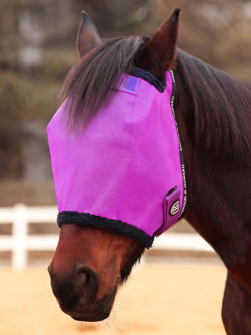 Harrison Howard Reinforced Horse Fly Mask with Mirror PVC Brow Support, Enhanced Eye Space, UV Protection