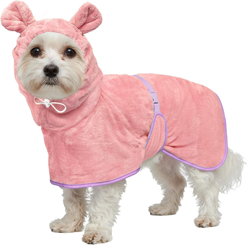 Dog Bathrobe Super Absorbent Towel Robe - Microfiber Bath Towels Fast Drying Coat for Dogs, Cute Dogs Clothes Adjustable