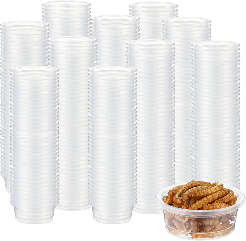 EBOOT 500 Pcs Reptile Food Cups Plastic Feeder Bowls for Gecko,0.5oz
