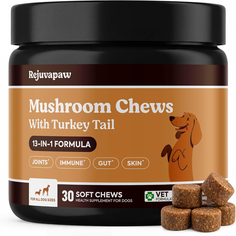 Turkey Tail Mushroom for Dogs – 11-Mushroom Blend Chews for Lumps