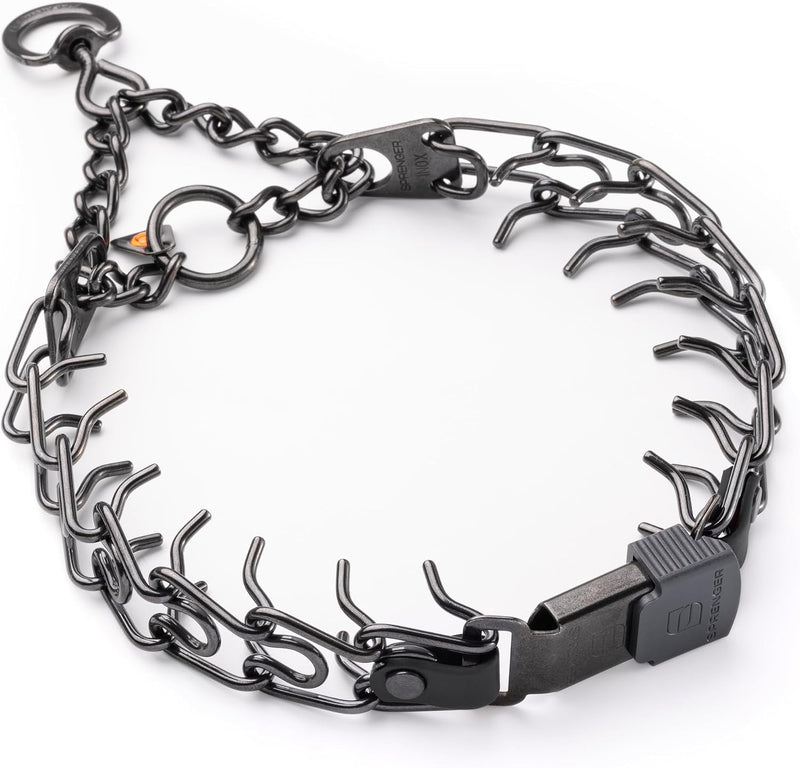 Herm Sprenger Prong Collar 3.0 mm Quick Release with Short Links & Swivel for Easy Use & Biothane Insert | Black Stainle