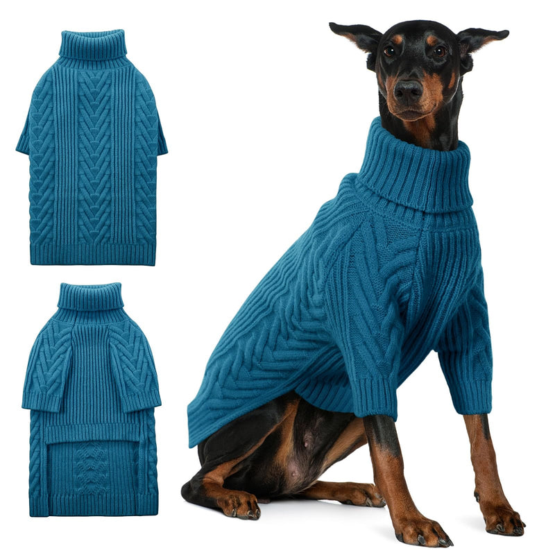 ASENKU Extra-Large Dog Sweater, Dog Sweaters for Extra Large Dogs, Pet Sweatshirt Apparel Turtleneck Pullover Winter for Doberman, Great Dane (Teal Blue, 4XL)