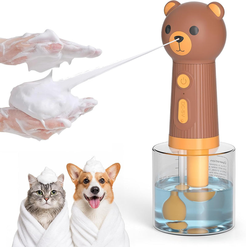 Electric Dog Shampoo Dispenser, IPX7 Waterproof, 400ml Bear Design