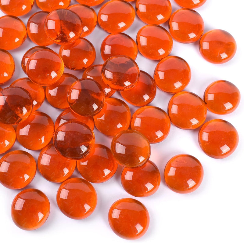 Red-Orange Flat Glass Marbles, 100PCS 1lb Vase Filler Beads