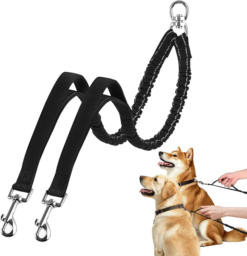 Tangle Free Double Dog Leash for Two Dogs,360° Swivel,for Medium Dogs